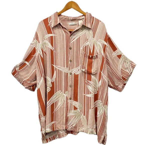 Caribbean Other - Caribbean Tropical Hawaii Floral 100% Rayon Men’s Button Down Shirt XXL